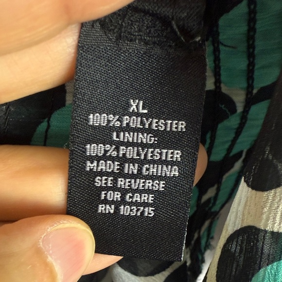 Zac & Rachel Casual Teal & Black Polka Dot Extra Large Long Sleeve Blouse - Picture 9 of 11